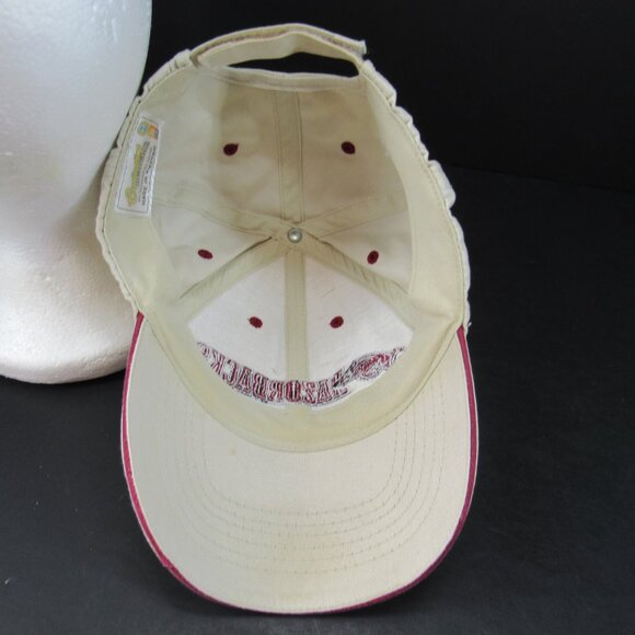 Razorbacks Embroidered Logo Men's Beige Adjustable Strap Back Cap Hat - Picture 7 of 9